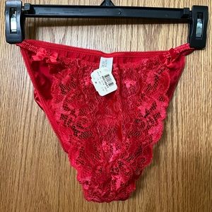 NWT Vintage Victoria’s Secret Red Lace Panty Bikini Medium